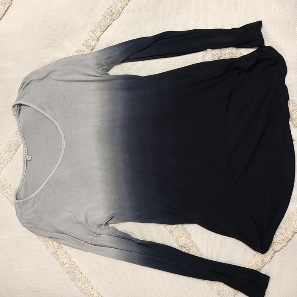 Gray and Black Ombre Long Sleeve Top